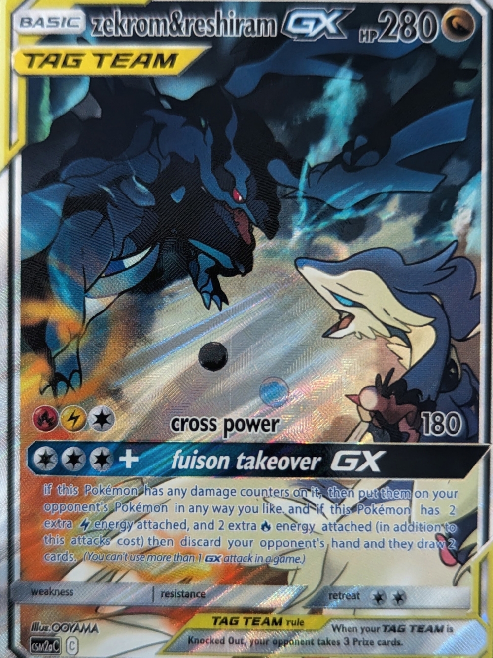 Tag Team GX Zekrom & Reshiram Holographic Collector Card